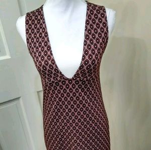 ZARA Trafaluc Dress V-Neck Sheath Black Red Small